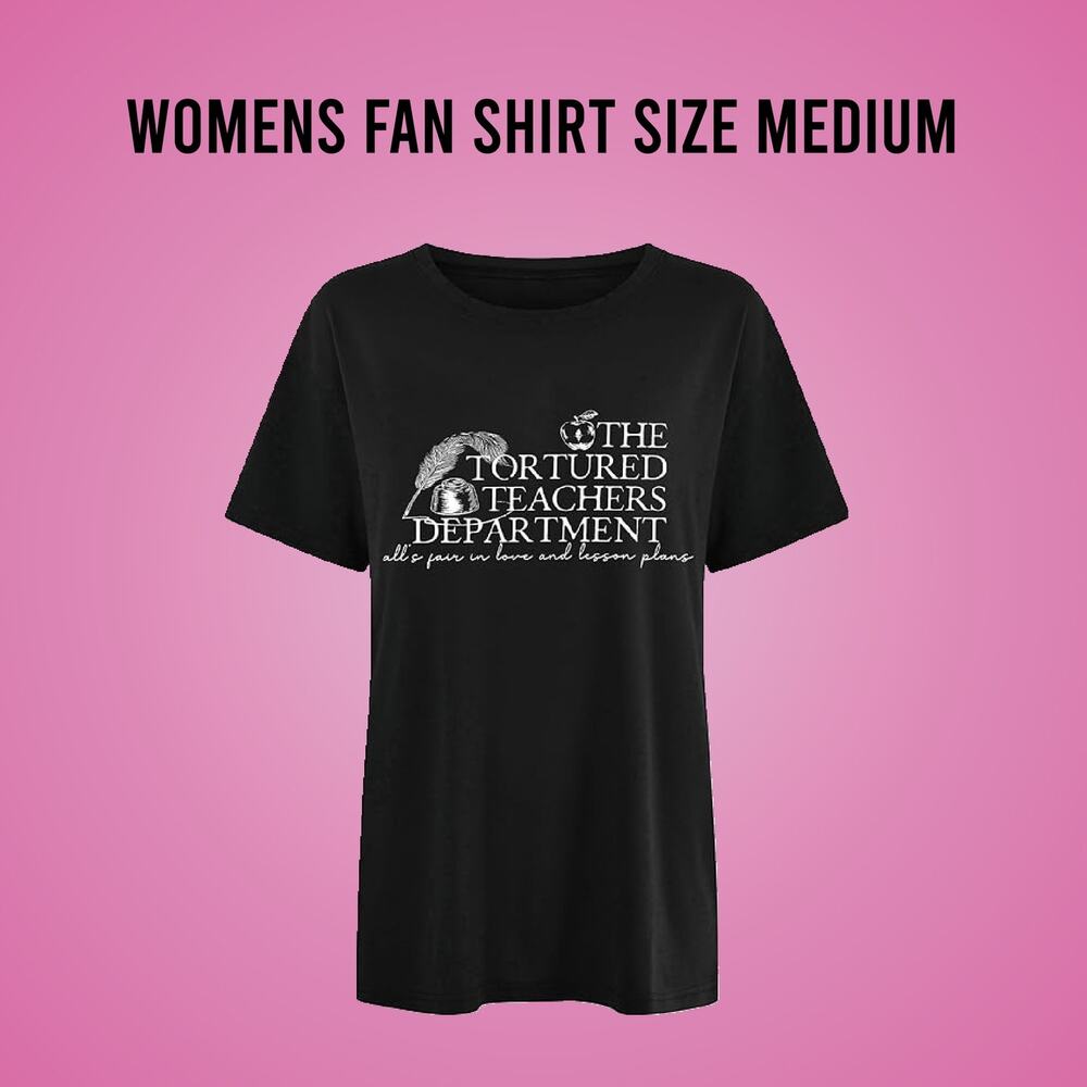 New Tortured Teachers Department Swiftie Fan T-Shirt Black Size Medium